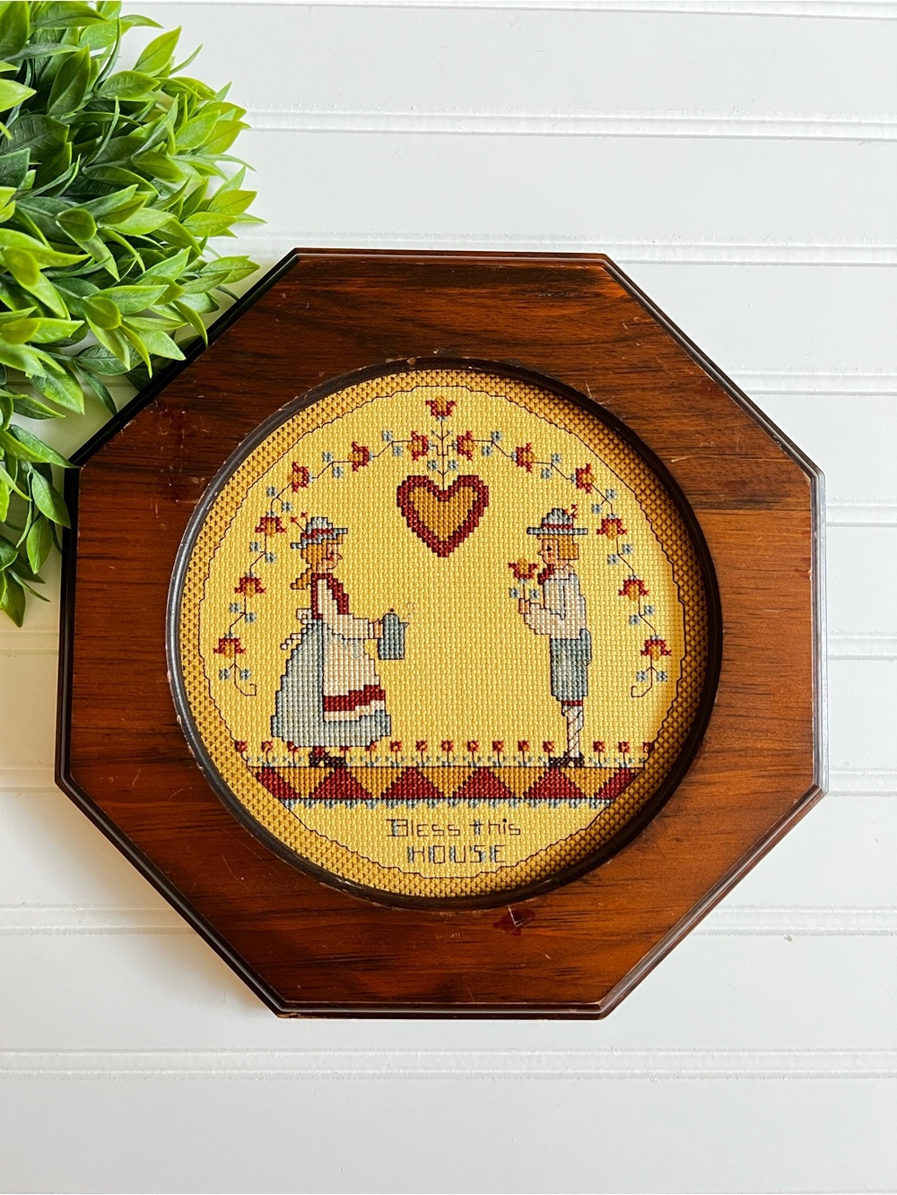 Vintage 1980s “Bless This House” Nordic Cross Stitch